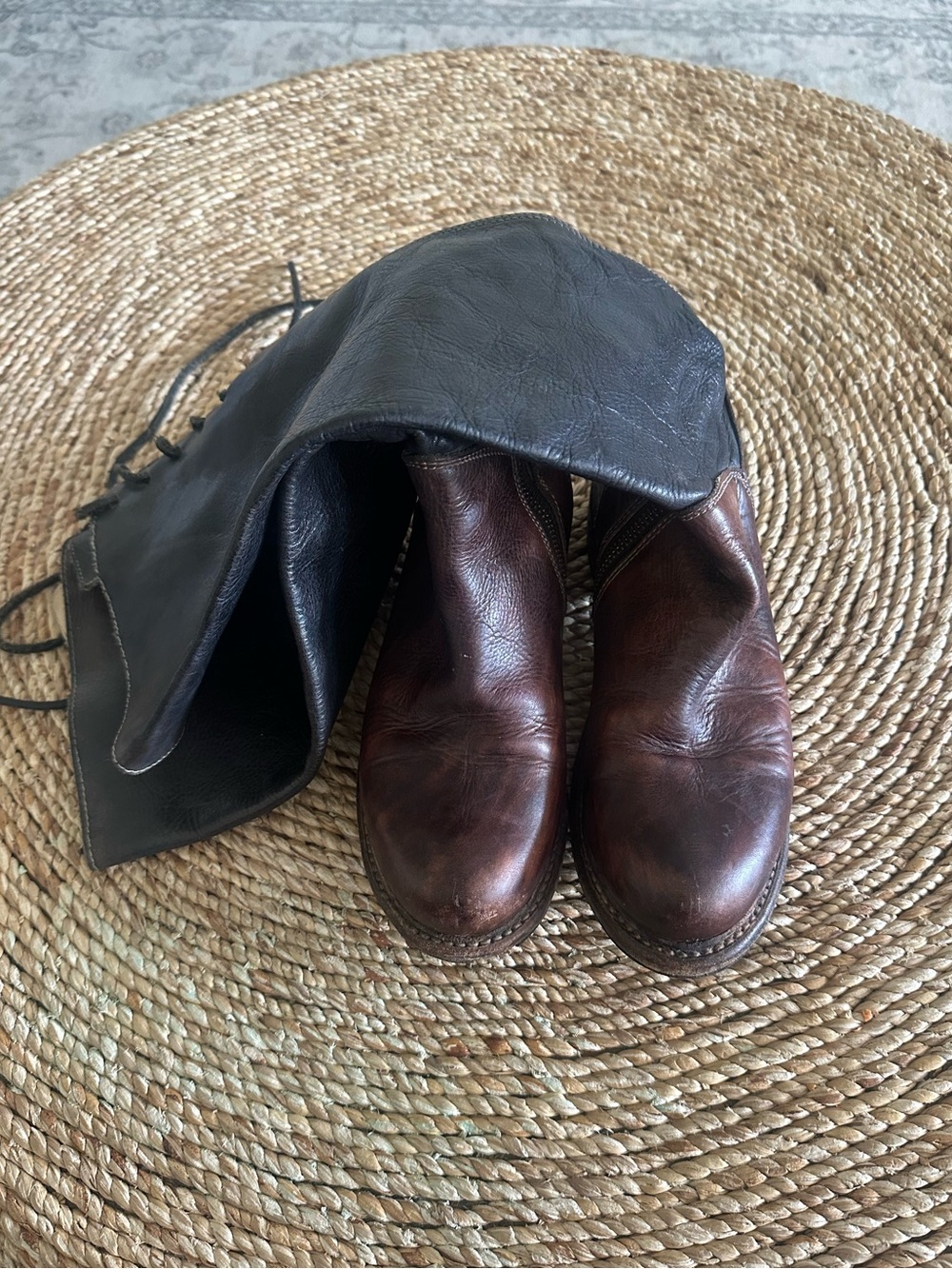 Bed Stu Manchester Brown Leather Tall Lace Up Riding Boots 7.5 Distressed - Picture 2 of 8